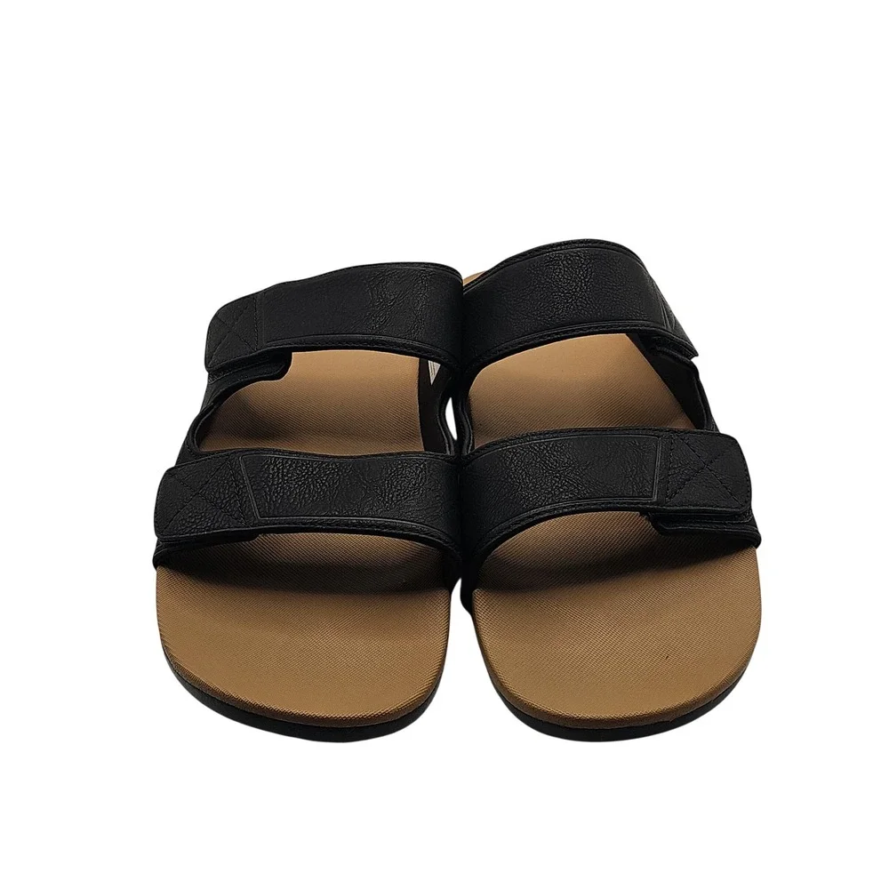 Reef Cushion Tradewind SL Slide Sandals 12 Black Tan Adjustable Beach Gorpcore